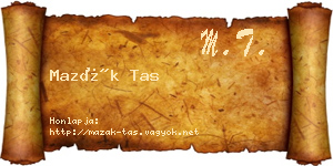 Mazák Tas névjegykártya